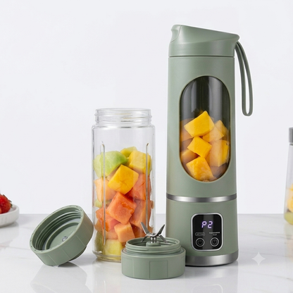 Portable Electric Blender Bottle with Digital LED Display & Carrying Loop